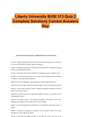 Liberty University BUSI 313 Quiz 2 Complete Solutions Correct Answers Key