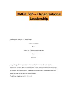 BMGT 365 � Organizational Leadership