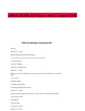 UMUC ECON 201 Quiz 1 And 2 Latest 2015