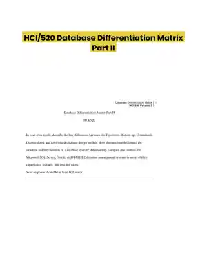 HCI/520 Database Differentiation Matrix Part II