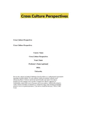 Cross Culture Perspectives