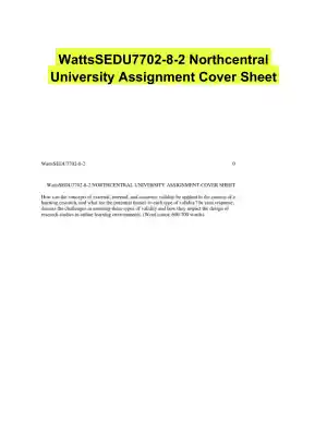 WattsSEDU7702-8-2 Northcentral University Assignment Cover Sheet