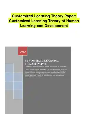 Customized Learning Theory Paper: Customized Learning Theory of Human Learning and Development