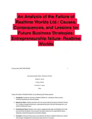 An Analysis of the Failure of Realtime Worlds Ltd.: Causes, Consequences, and Lessons for Future Business Strategies