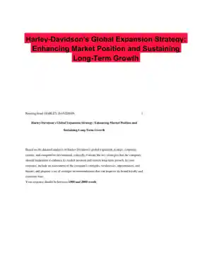 Harley-Davidson's Global Expansion Strategy: Enhancing Market Position and Sustaining Long-Term Growth
