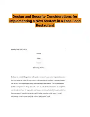 Design and Security Considerations for Implementing a New System in a Fast-Food Restaurant