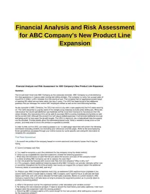 Financial Analysis and Risk Assessment for ABC Company's New Product Line Expansion
