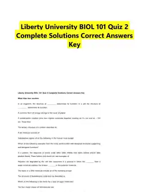 Liberty University BIOL 101 Quiz 2 Complete Solutions Correct Answers Key