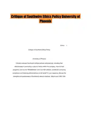 Critique of Southwire Ethics Policy University of Phoenix