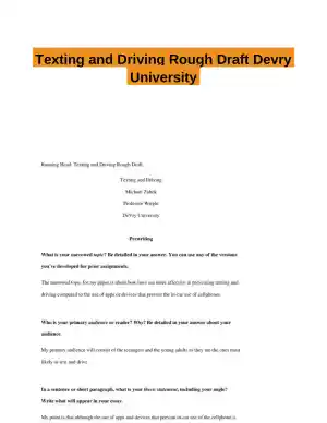 Texting and Driving Rough Draft Devry University