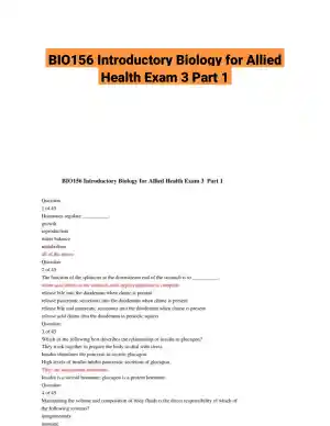 BIO156 Introductory Biology for Allied Health Exam 3 Part 1