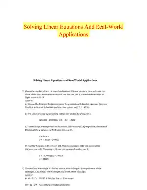 Solving Linear Equations And Real-World Applications