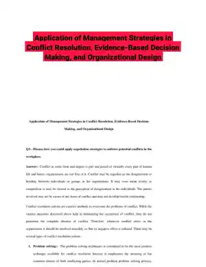 Application of Management Strategies in Conflict Resolution, Evidence-Based Decision Making, and Organizational Design