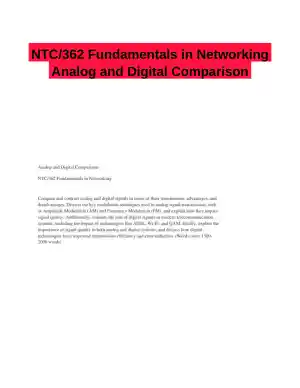 NTC/362 Fundamentals in Networking Analog and Digital Comparison