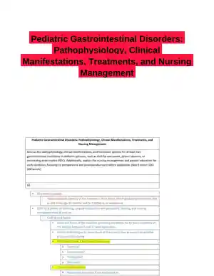 Pediatric Gastrointestinal Disorders: Pathophysiology, Clinical Manifestations, Treatments, and Nursing Management