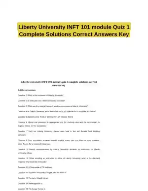 Liberty University INFT 101 module Quiz 1 Complete Solutions Correct Answers Key