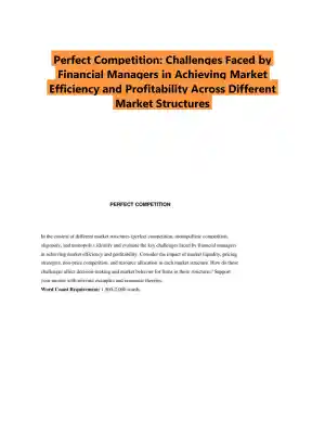 Challenges Faced by Financial Managers in Achieving Market Efficiency and Profitability Across Different Market Structures