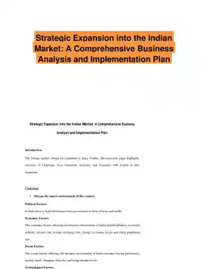 Strategic Expansion into the Indian Market: A Comprehensive Business Analysis and Implementation Plan