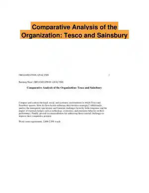 Comparative Analysis of the Organization: Tesco and Sainsbury