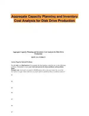 Aggregate Capacity Planning and Inventory Cost Analysis for Disk Drive Production