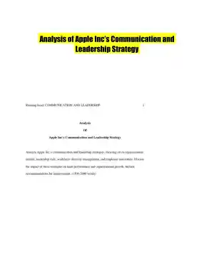 Analysis of Apple Inc�s Communication and Leadership Strategy