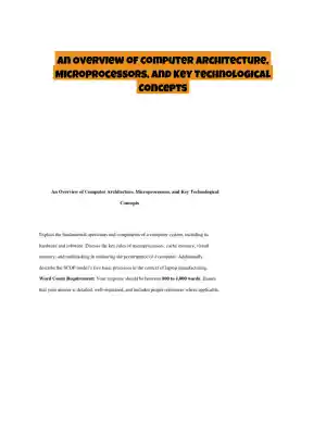 An Overview of Computer Architecture, Microprocessors, and Key Technological Concepts