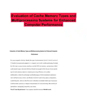 Evaluation of Cache Memory Types and Multiprocessing Systems for Enhanced Computer Performance