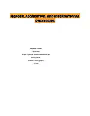 Merger, Acquisition, and International Strategies