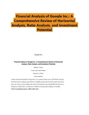Financial Analysis of Google Inc.: A Comprehensive Review of Horizontal Analysis, Ratio Analysis, and Investment Potential