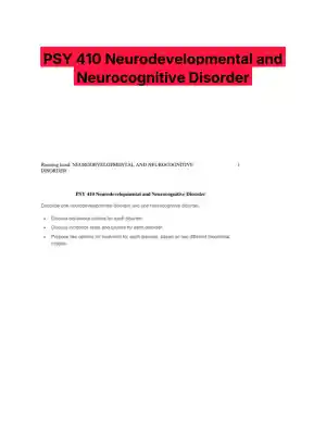 PSY 410 Neurodevelopmental and Neurocognitive Disorder