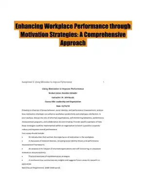 Enhancing Workplace Performance through Motivation Strategies: A Comprehensive Approach