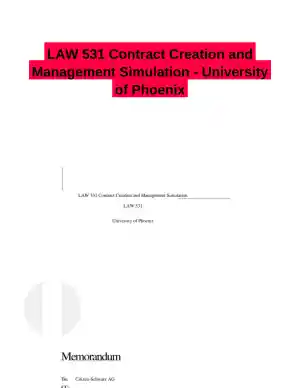 LAW 531 Contract Creation and Management Simulation - University of Phoenix