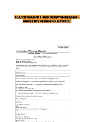 POS/433 Version 1 Linux Script Worksheet - University of Phoenix Material