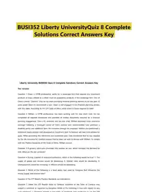 BUSI352 Liberty UniversityQuiz 8 Complete Solutions Correct Answers Key