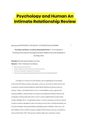 Psychology and Human An Intimate Relationship Review