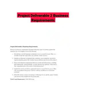 Project Deliverable 2 Business Requirements