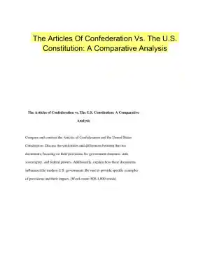 The Articles Of Confederation Vs. The U.S. Constitution: A Comparative Analysis