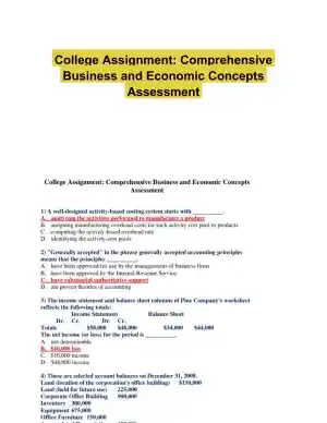College Assignment: Comprehensive Business and Economic Concepts Assessment
