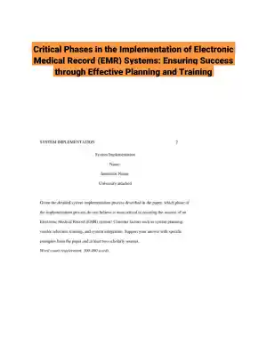 Critical Phases in the Implementation of Electronic Medical Record (EMR) Systems: Ensuring Success through Effective Planning and Training