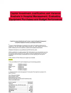 Capital Investment Justification and Variance Analysis in Hospital Management: Evaluating Equipment Purchases and Budget Performance