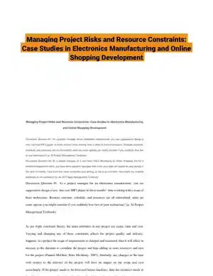 Managing Project Risks and Resource Constraints: Case Studies in Electronics Manufacturing and Online Shopping Development