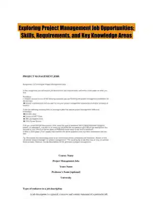 Exploring Project Management Job Opportunities: Skills, Requirements, and Key Knowledge Areas
