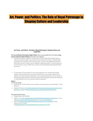 Art, Power, and Politics: The Role of Royal Patronage in Shaping Culture and Leadership