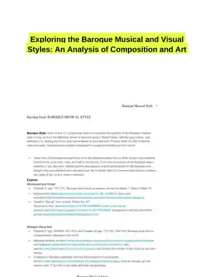 Exploring the Baroque Musical and Visual Styles: An Analysis of Composition and Art