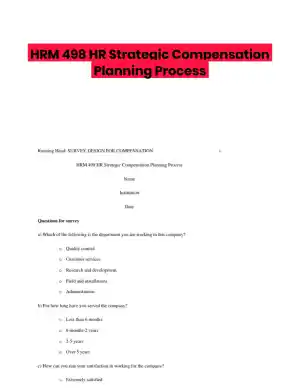 HRM 498 HR Strategic Compensation Planning Process