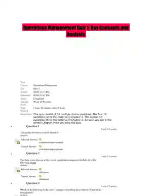 Operations Management Quiz 1: Key Concepts and Analysis
