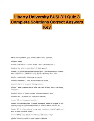 Liberty University BUSI 311 Quiz 3 Complete Solutions Correct Answers Key