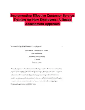 Implementing Effective Customer Service Training for New Employees: A Needs Assessment Approach