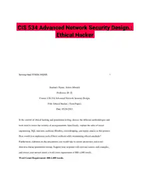 CIS 534 Advanced Network Security Design.: Ethical Hacker