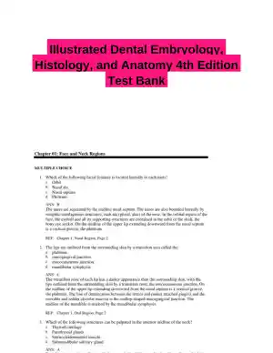 Illustrated Dental Embryology, Histology, and Anatomy 4th Edition Test Bank